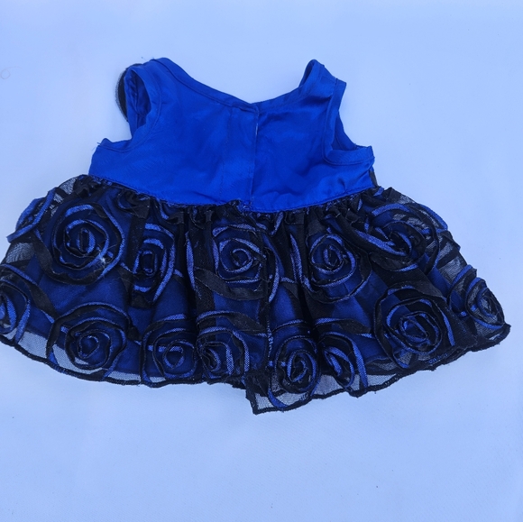 Build A Bear Fancy Royal Blue Dress Layered Ruffed Black Rosettes - Picture 2 of 6